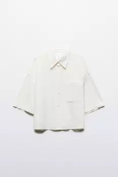 Рубашка укороченная из вискозы со льном