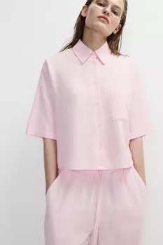 Рубашка укороченная из вискозы со льном