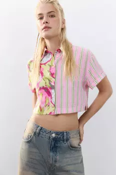 Рубашка укороченная с принтом