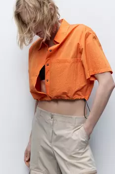 Рубашка укороченная с утяжками по низу