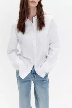 Рубашка в блестящую полоску с вышивкой