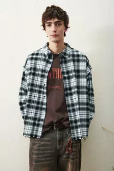 Рубашка в клетку с открытыми срезами