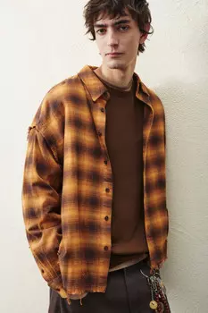 Рубашка в клетку с открытыми срезами