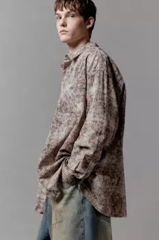 Рубашка в клетку с состаренным эффектом