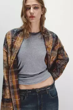 Рубашка в клетку с состаренным эффектом