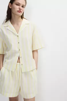 Рубашка в полоску из хлопка и льна