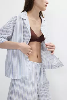 Рубашка в полоску из хлопка и льна