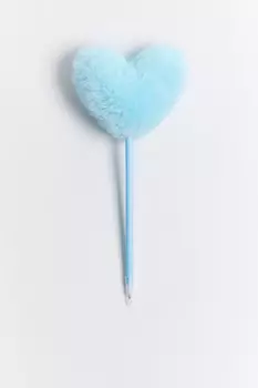 Ручка шариковая с пушистым сердцем