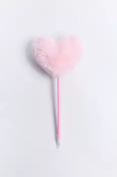 Ручка шариковая с пушистым сердцем