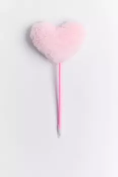 Ручка шариковая с пушистым сердцем