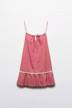 Сарафан мини хлопковый в клетку