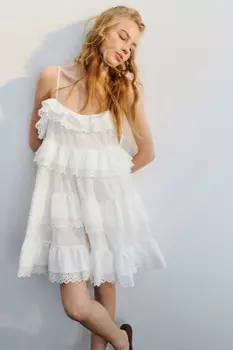 Сарафан мини пышный с кружевом