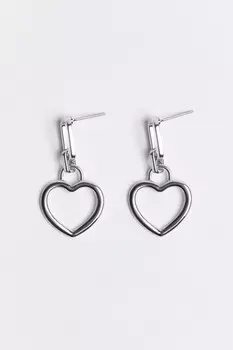 Серьги-гвоздики с подвесками-сердечками