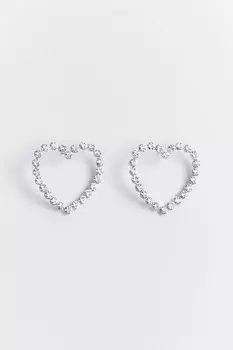 Серьги-гвоздики в виде сердец со стразами