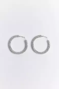 Серьги-кольца с отделкой из страз