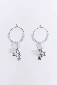 Серьги-кольца с подвесками и бусинками