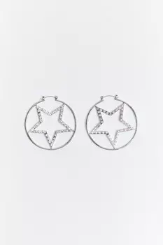 Серьги-кольца со звездочками и стразами