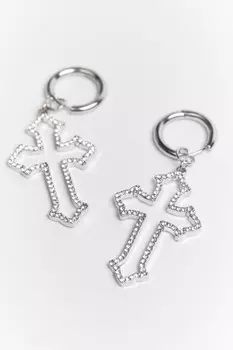 Серьги-конго с крестами и стразами