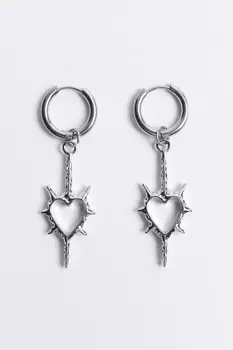 Серьги-конго с сердечками и шипами