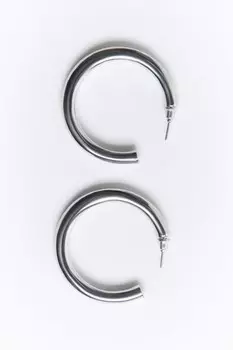 Серьги-полукольца гладкие серебристые