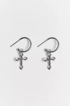 Серьги-полукольца с подвесками-крестами