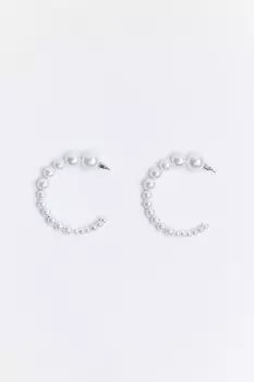 Серьги-полукольца с жемчужными бусинками