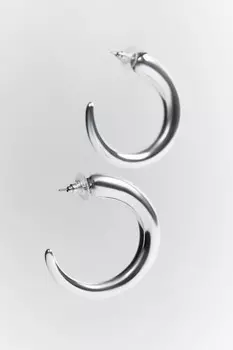 Серьги-полукольца серебристые