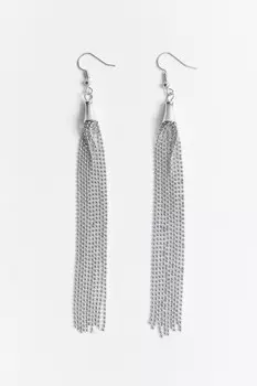 Серьги с кисточкой из металлических бусинок