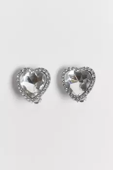 Серьги-сердечки с крупным кристаллом
