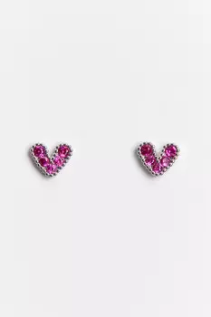 Серьги-сердечки со стразами