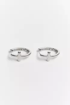 Серьги серебристые с крестиками