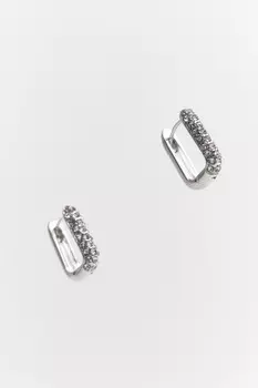 Серьги серебристые со стразами