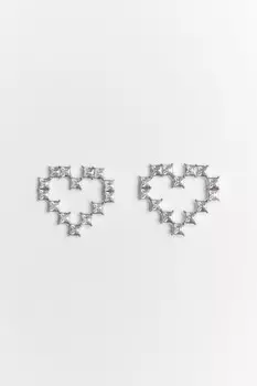 Серьги в виде сердца со стразами