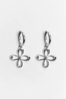 Серьги-конго с подвеской в виде клевера