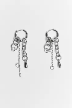Серьги-конго с подвесками в виде цепочек