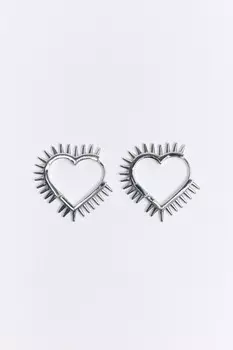 Серьги в виде сердец с шипами