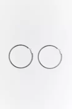 Серьги-кольца серебристые со стразами