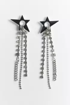 Серьги-звездочки с цепочками и стразами