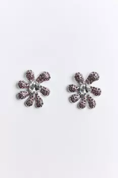 Серьги-цветочки со стразами