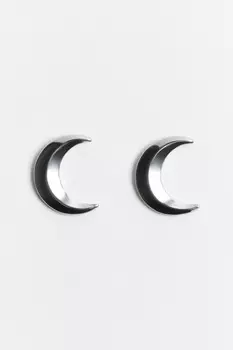 Серьги серебристые в виде полумесяца