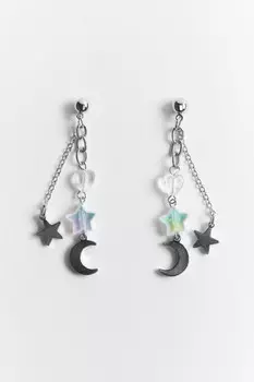 Серьги-гвоздики с цепочками и подвесками