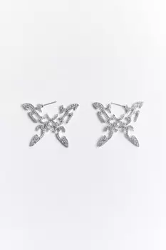 Серьги-гвоздики абстрактные со стразами