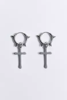 Серьги-конго с шипами и крестиками