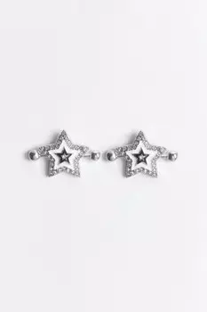 Серьги-звездочки с пирсингом и стразами