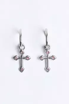 Серьги-полукольца с крестами и стразами