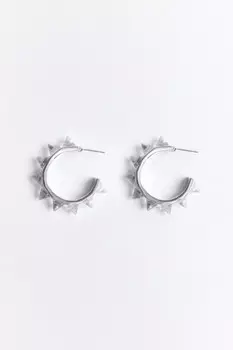 Серьги-полукольца с прозрачными шипами