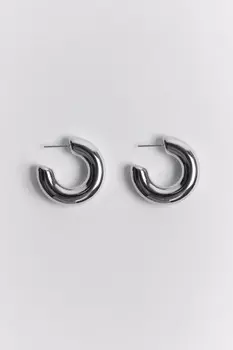 Серьги-полукольца гладкие серебристые
