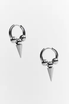 Серьги-конго с шипами и бусинами