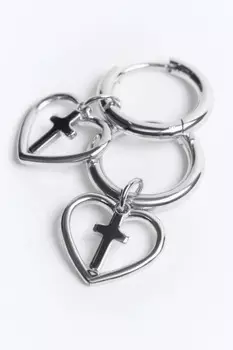 Серьги-конго с сердцами и крестиками