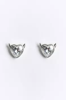 Серьги-сердечки с дьявольскими рожками